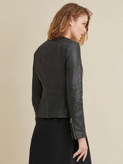 Leather Jacket with Side Stitching