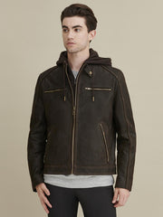 Jake Hooded Leather Jacket