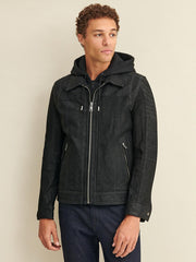 Wilson Hooded Genuine Leather Jacket Black