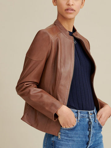 Caitlin Scuba Leather Jacket