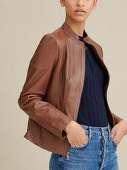 Caitlin Scuba Leather Jacket