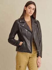 Leather Jacket with Metallic Details