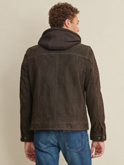 Wilson Hooded Genuine Leather Jacket Brown