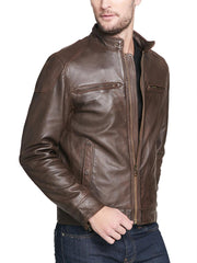 Leather Jacket with Shoulder Patches