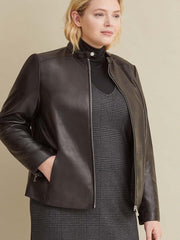 Plus Size Classic Scuba Leather Jacket