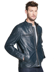 Leather Jacket with Shoulder Patches