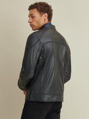 Leather Jacket with Shoulder Patches