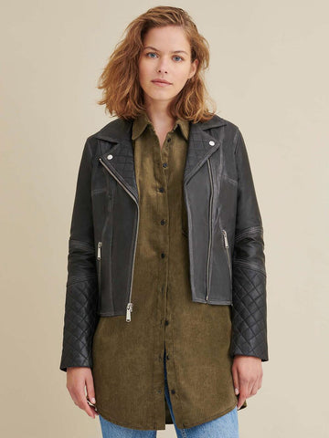 Lambskin Leather Moto Jacket