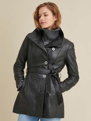 Victoria Belted Leather Jacket