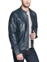 Leather Jacket with Shoulder Patches