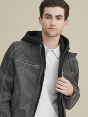 Jake Hooded Leather Jacket