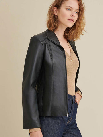 Kelsey Leather Scuba Jacket