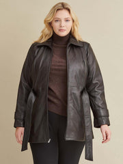 Leather Belted Jacket with Zip Out Liner