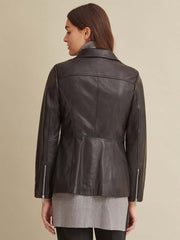 Convertible Collar Leather Jacket