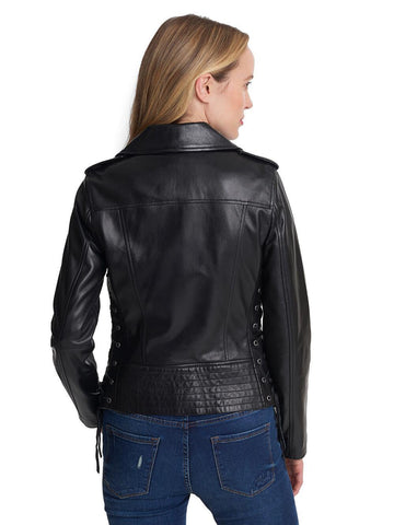 Lauren Leather Jacket with Side Lacing