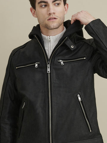 Jason Vintage Hooded Leather Jacket