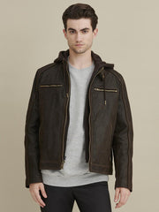 Jake Hooded Leather Jacket