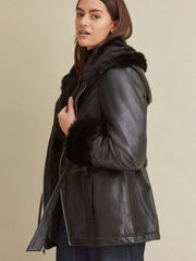 Genevieve Belted Leather Jacket