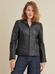 Kelsey Leather Scuba Jacket