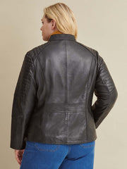 Plus Size Quilted Leather Jacket