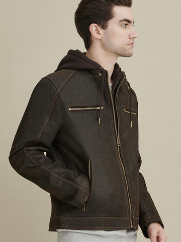 Jake Hooded Leather Jacket