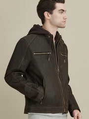 Jake Hooded Leather Jacket