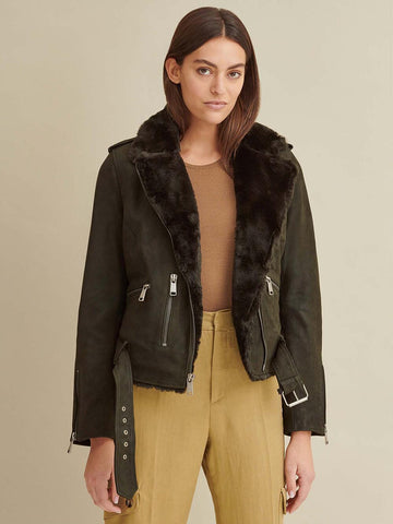 Zoe Moto Leather Jacket with Faux Fur