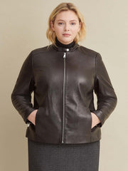 Plus Size Classic Scuba Leather Jacket