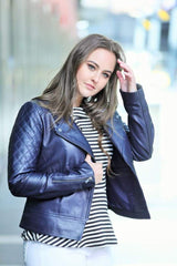 Sculpt's Classic Navy blue Leather Jacket