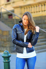 Marve - Hooded Women's Leather Jacket