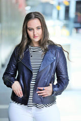 Sculpt's Classic Navy blue Leather Jacket