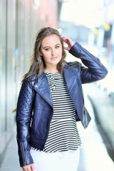 Sculpt's Classic Navy blue Leather Jacket