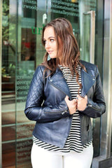 Sculpt's Classic Navy blue Leather Jacket