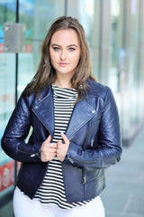 Sculpt's Classic Navy blue Leather Jacket