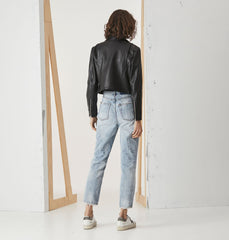 Cropped Leather Biker Jacket