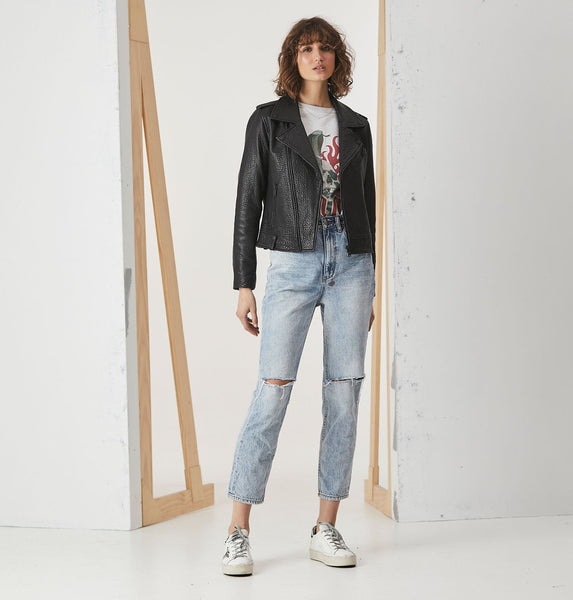 Minimalist Leather Biker Jacket